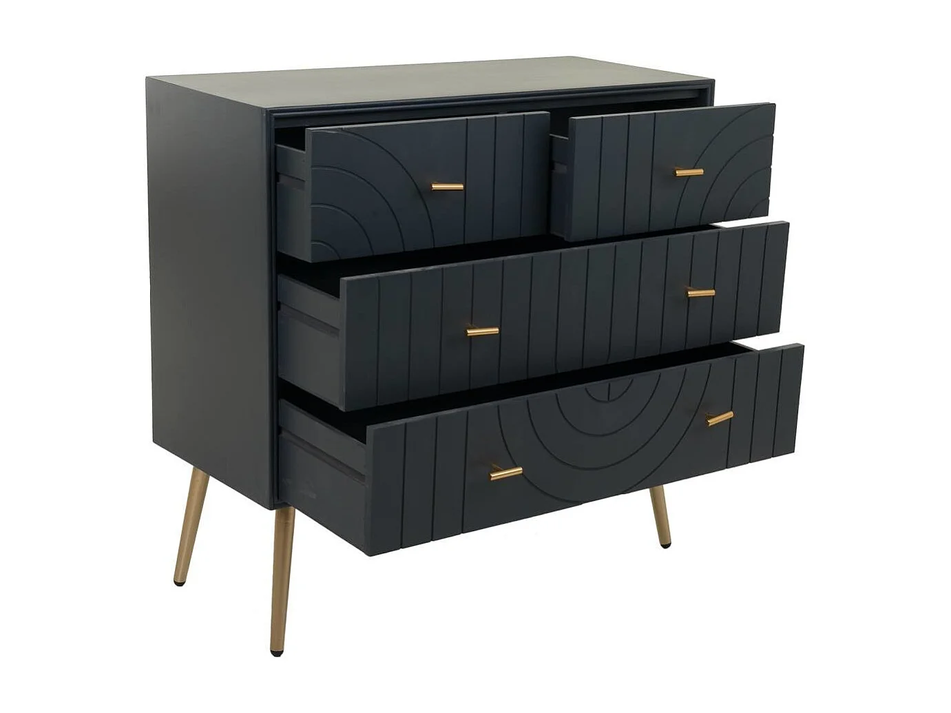 Cómoda de madera y metal negra 80x37x78