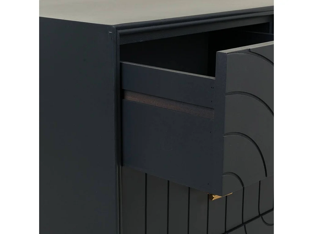 Cómoda de madera y metal negra 80x37x78