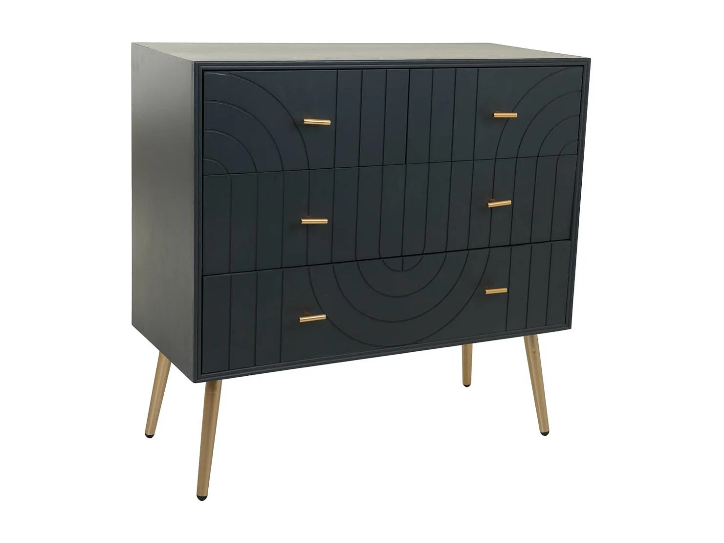 Cómoda de madera y metal gris oscuro 80x37x78