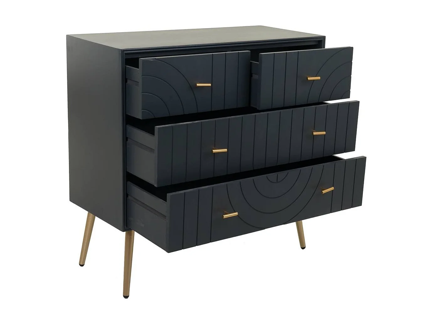 Cómoda de madera y metal gris oscuro 80x37x78