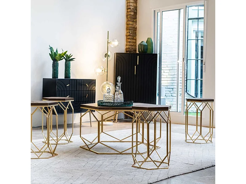 Cómoda de madera y metal negra 80x37x78