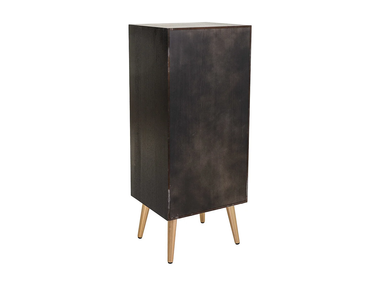 Commode en bois et treillis laqué noir 42x36,5x100,5h