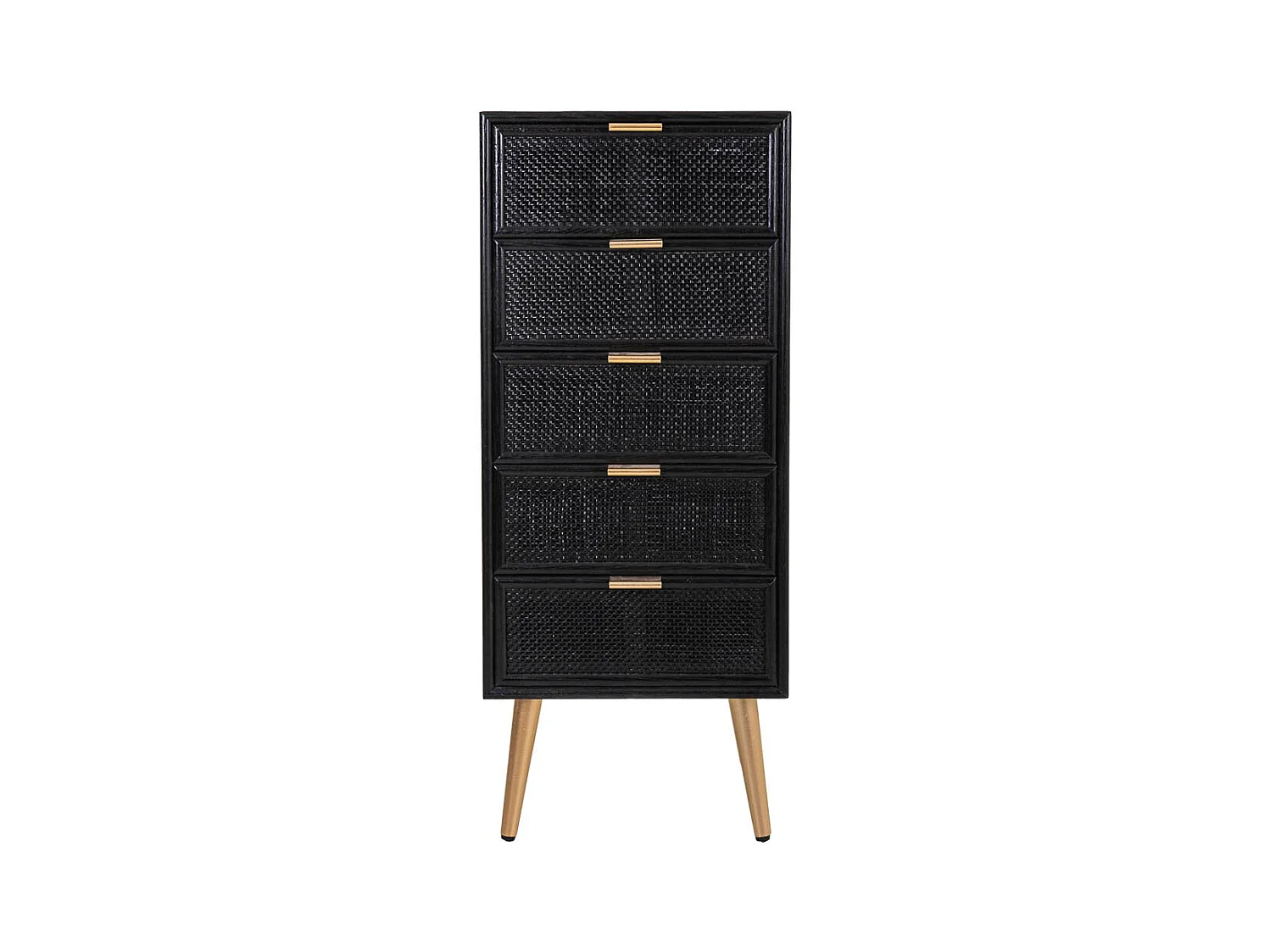 Commode en bois et treillis laqué noir 42x36,5x100,5h