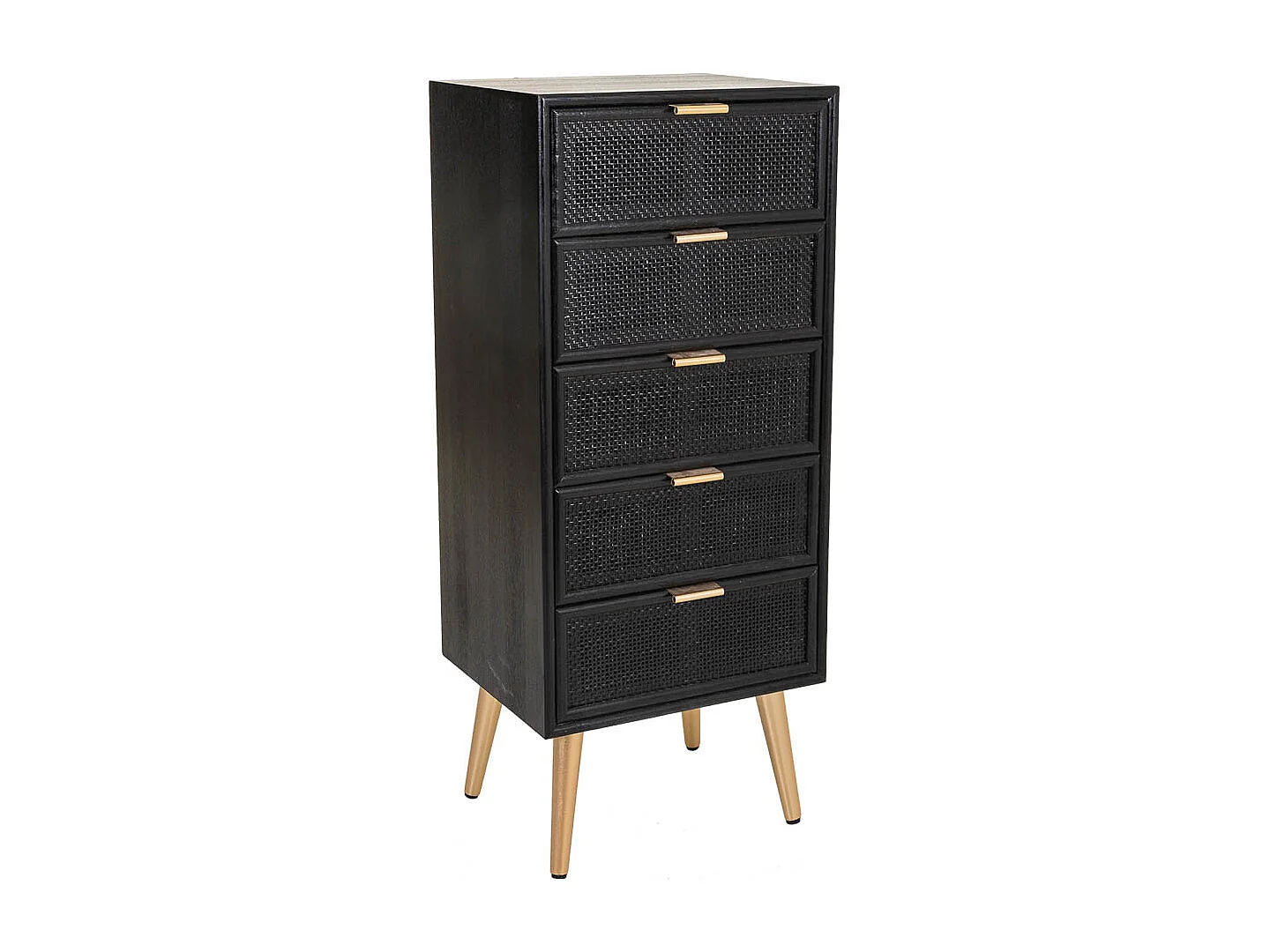 Settimanale in legno laccato nero e griglia 42x36,5x100,5h