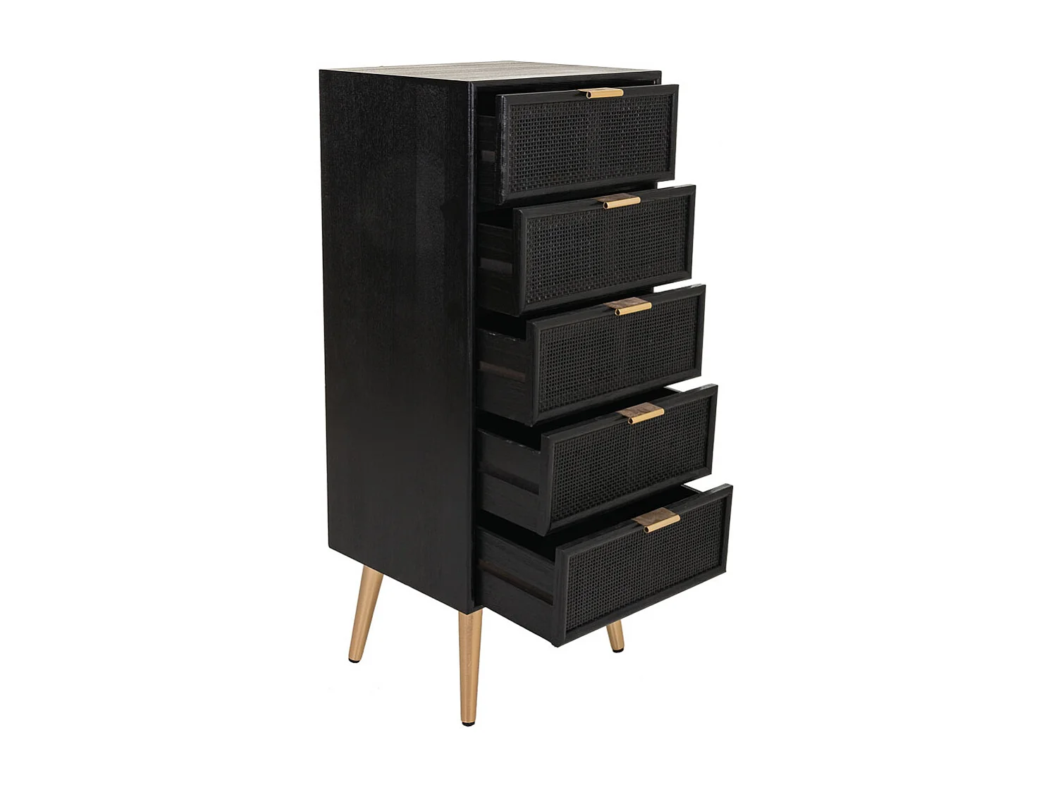Settimanale in legno laccato nero e griglia 42x36,5x100,5h