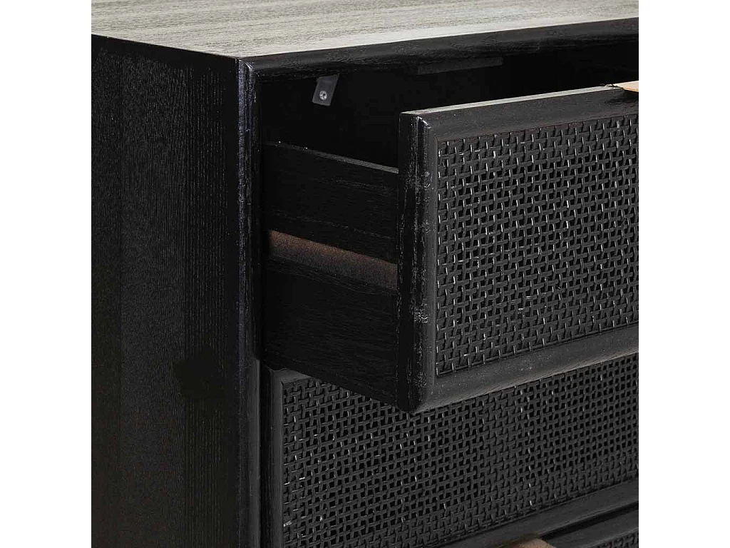 Settimanale in legno laccato nero e griglia 42x36,5x100,5h