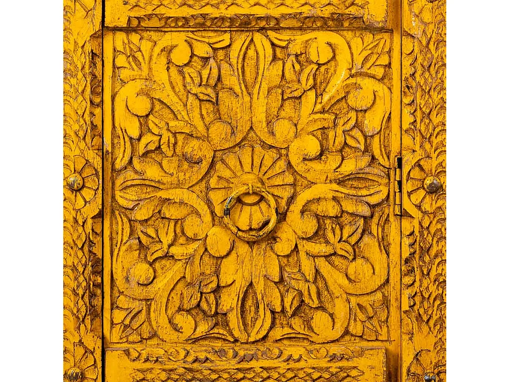 Armario de madera artesanal amarillo 53x40x149