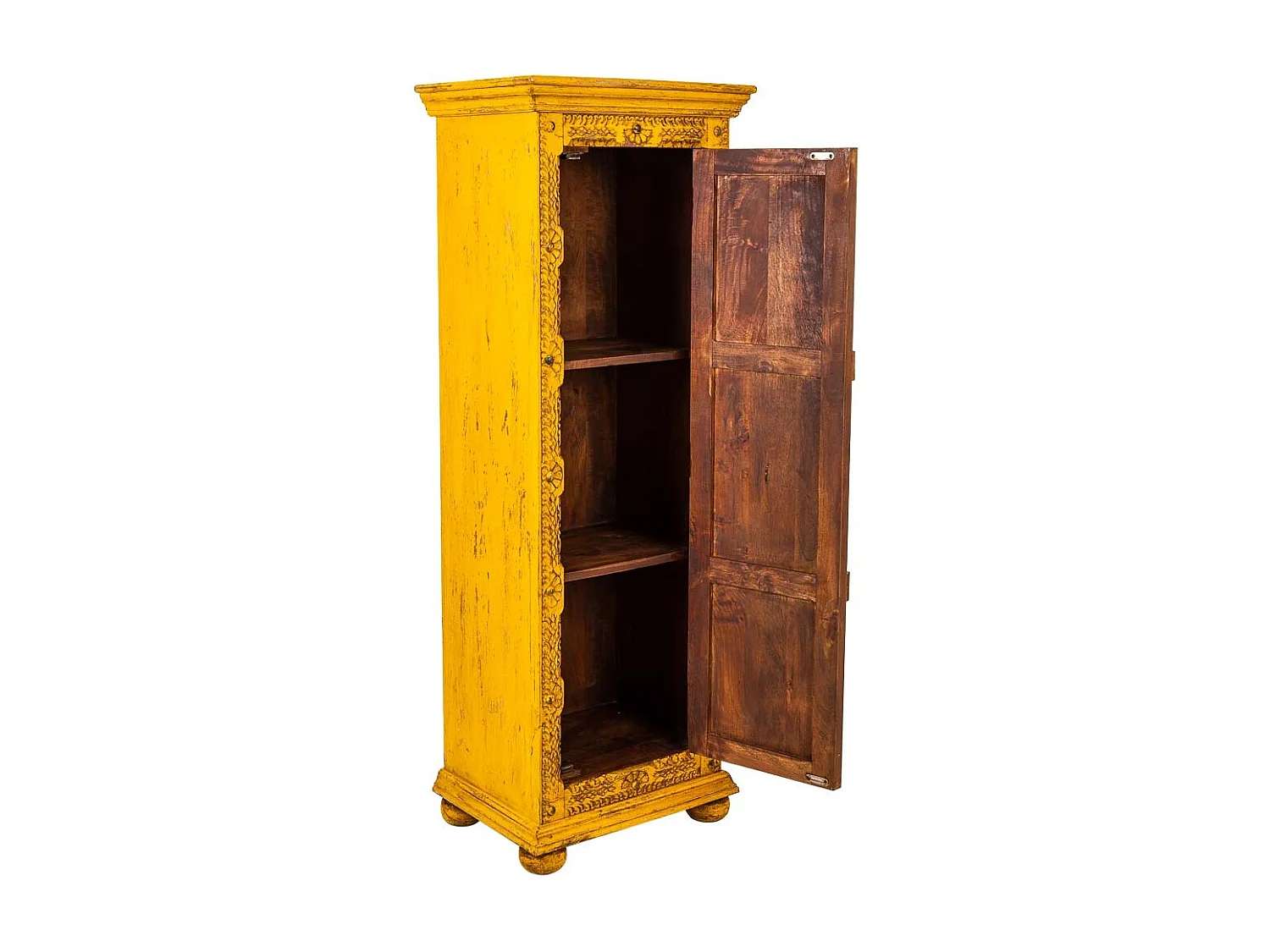 Armario de madera artesanal amarillo 53x40x149