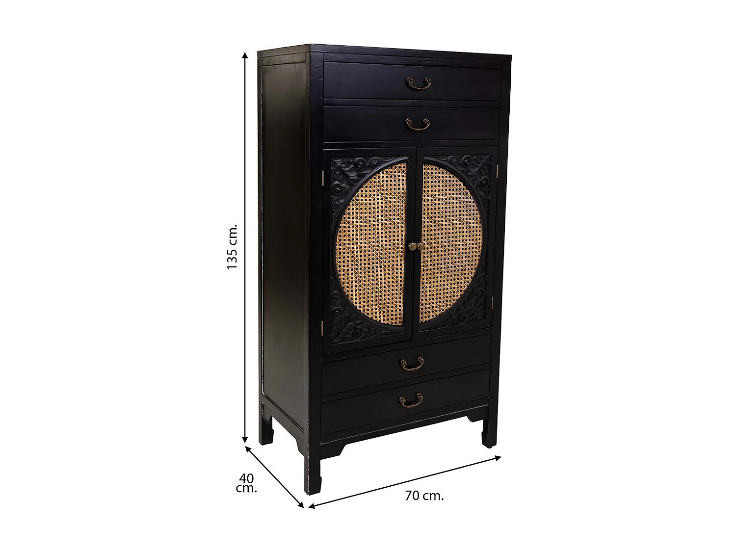 Schwarzer Holzschrank 70x40x135h cm