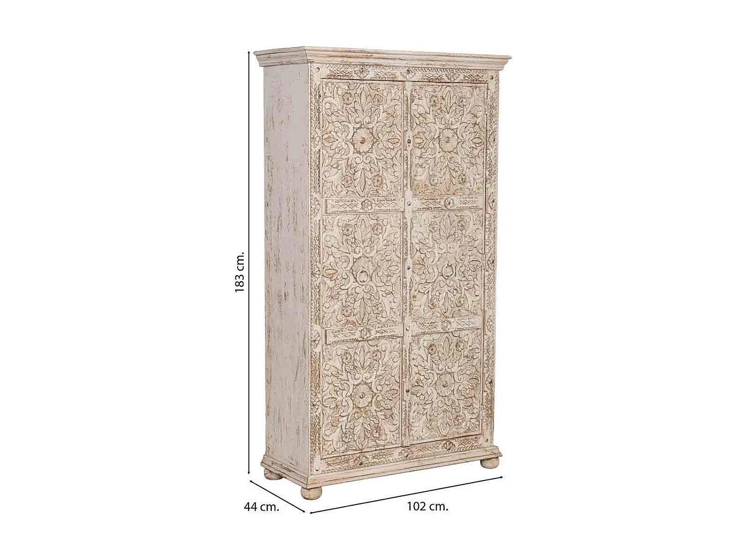 Armário de madeira feito à mão marrom 102x44x183