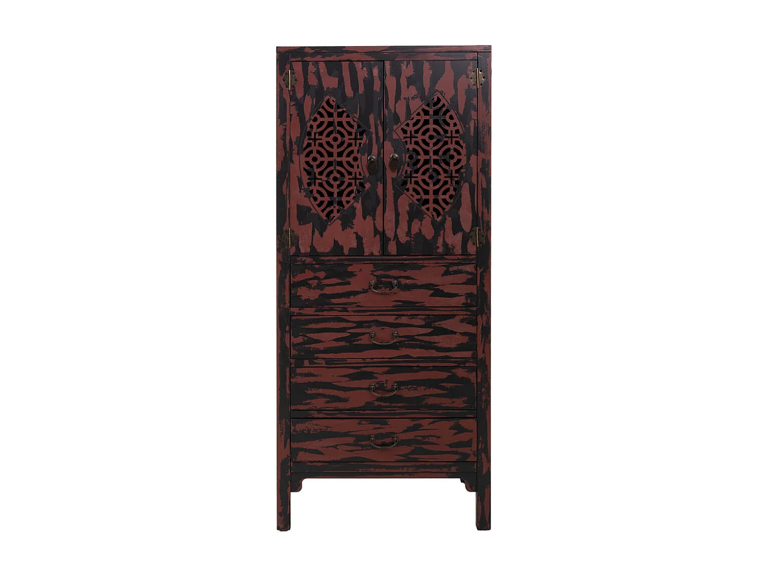 Roter Holzschrank 60x40x140h cm