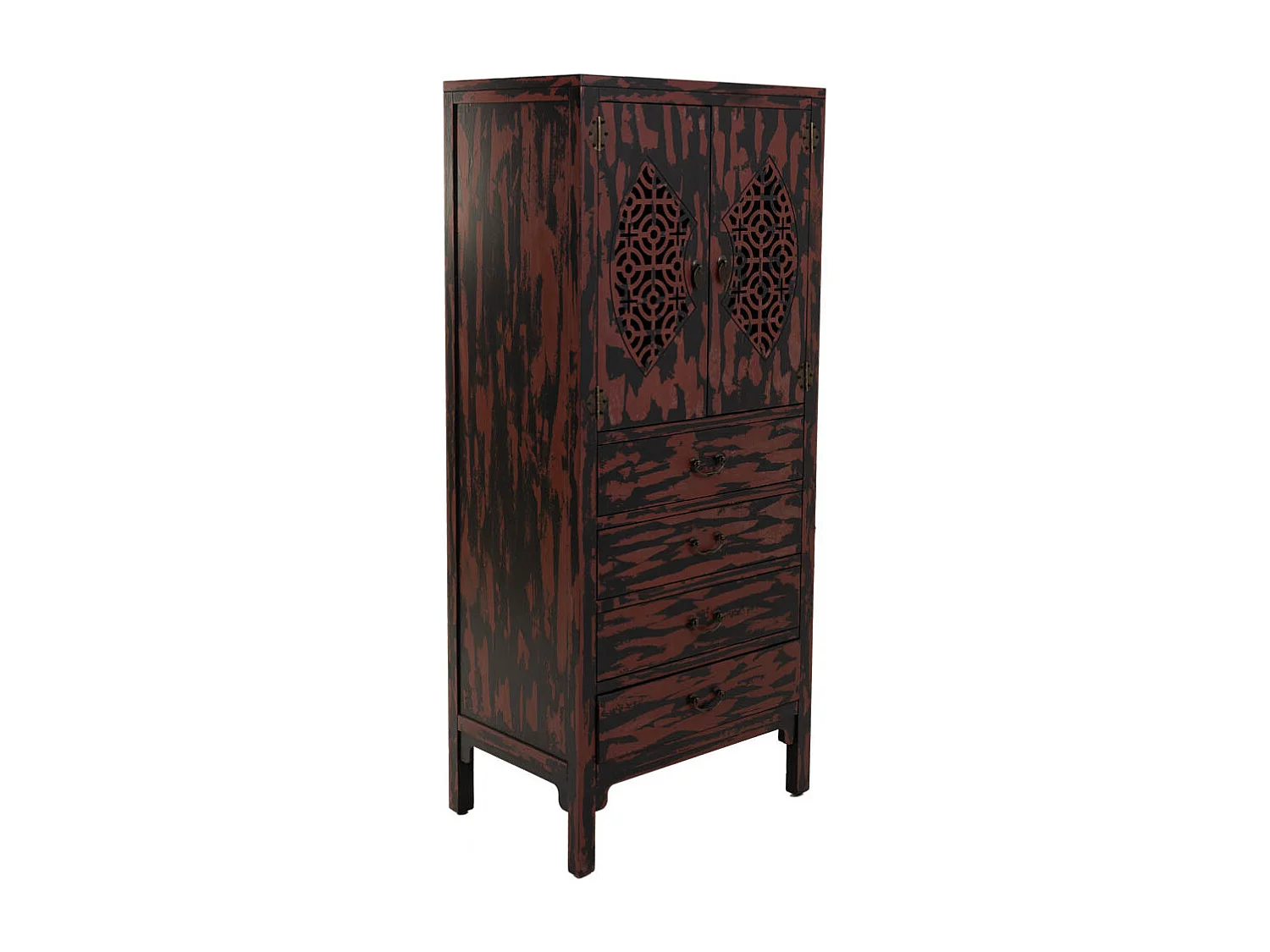 Roter Holzschrank 60x40x140h cm