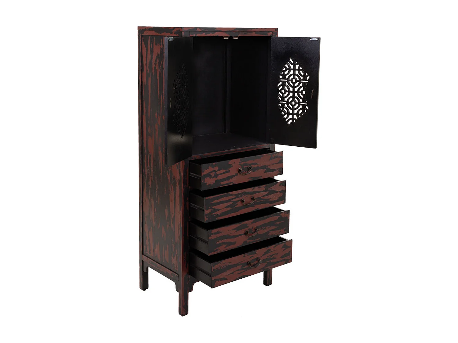 Roter Holzschrank 60x40x140h cm