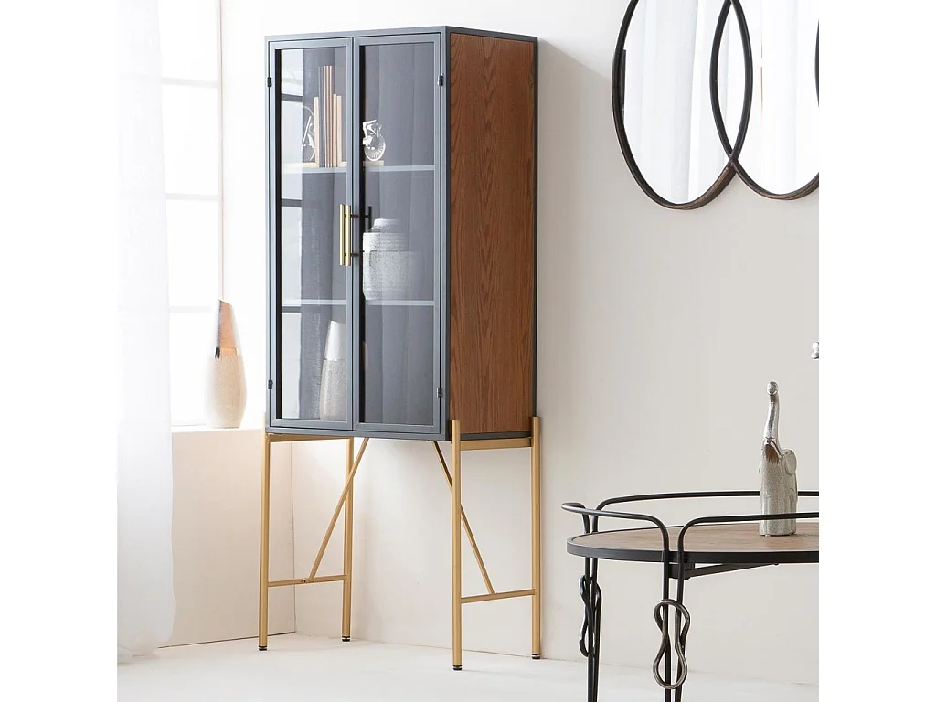 Armoire en bois et métal marron 64x35x155h