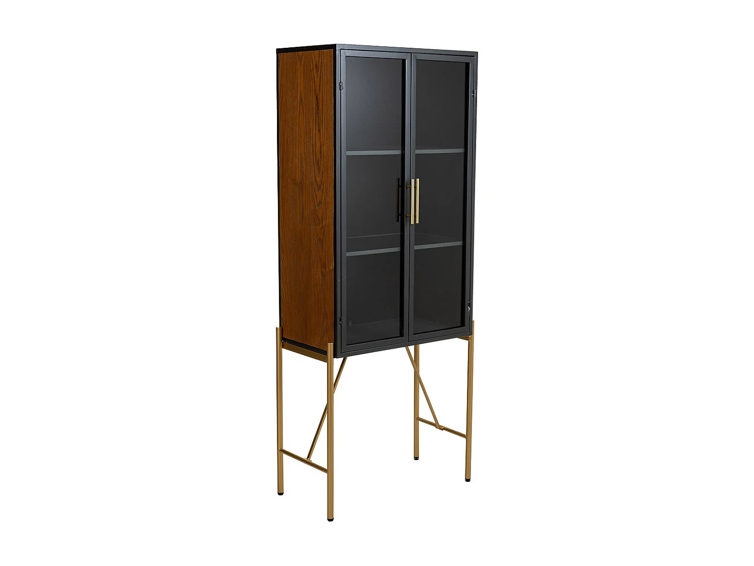 Brauner Kleiderschrank aus Holz und Metall, 64x35x155h cm