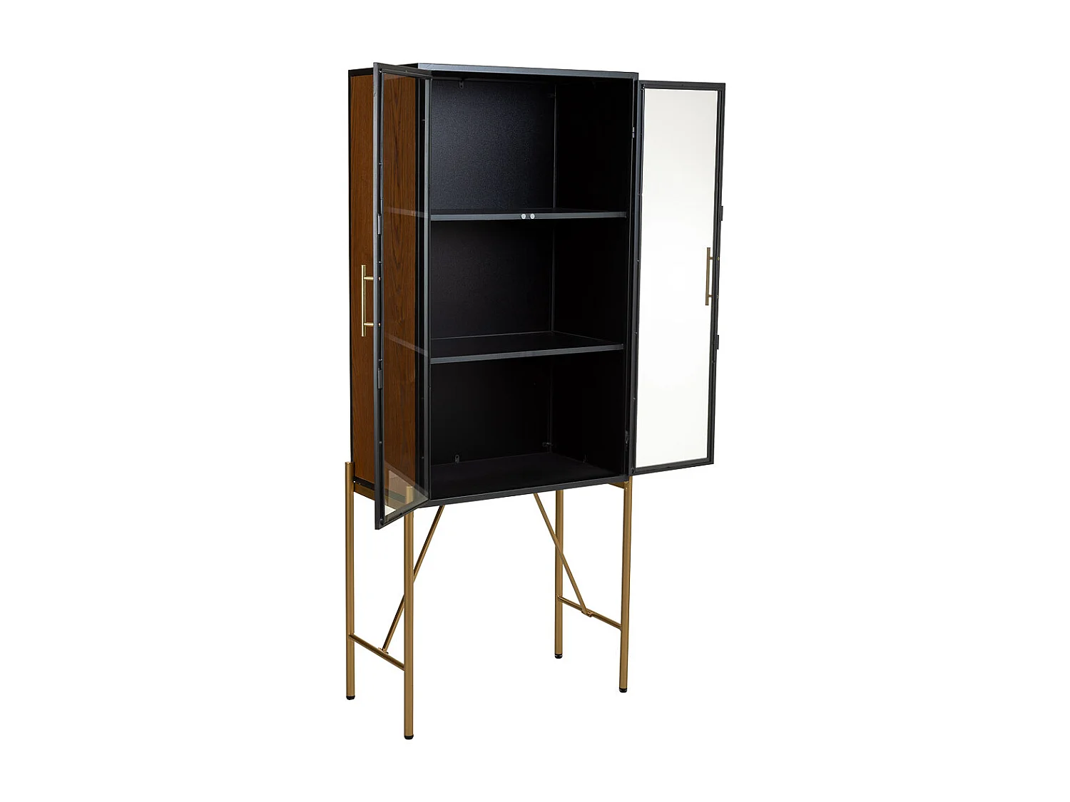 Brauner Kleiderschrank aus Holz und Metall, 64x35x155h cm