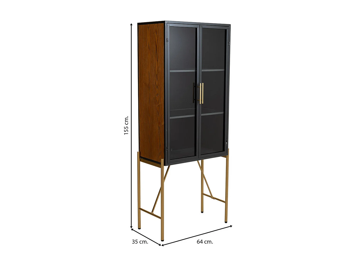 Brauner Kleiderschrank aus Holz und Metall, 64x35x155h cm