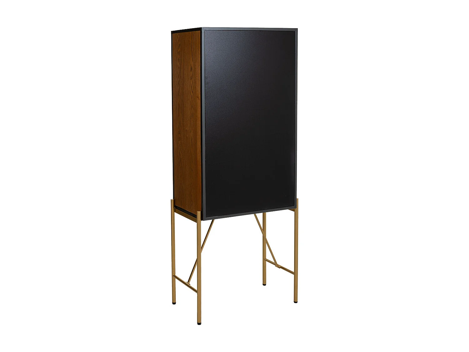 Brauner Kleiderschrank aus Holz und Metall, 64x35x155h cm