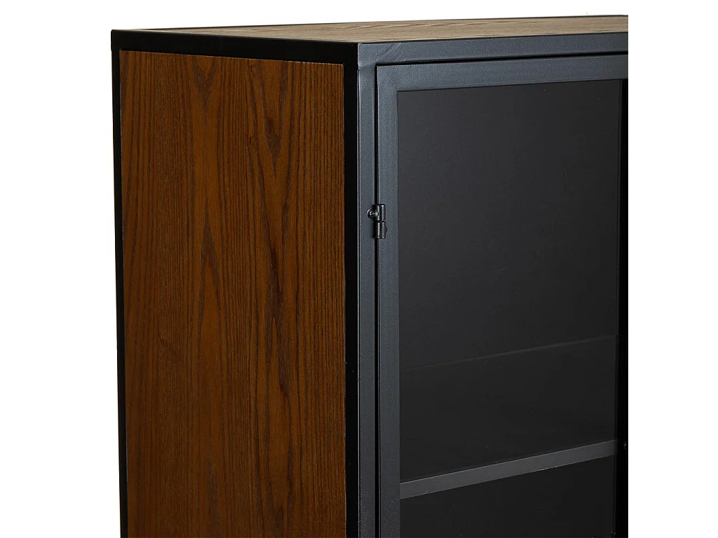 Brauner Kleiderschrank aus Holz und Metall, 64x35x155h cm