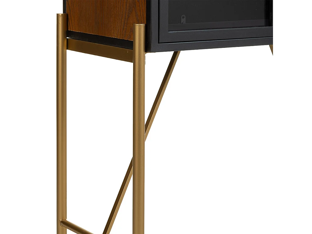 Brauner Kleiderschrank aus Holz und Metall, 64x35x155h cm