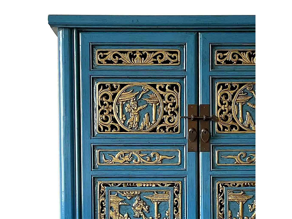 Blauer Holzschrank 100x43x170h cm