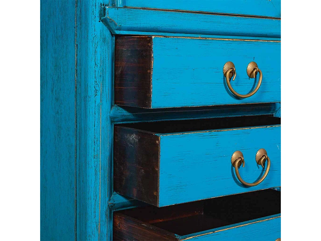 Blauer Holzschrank 100x43x170h cm