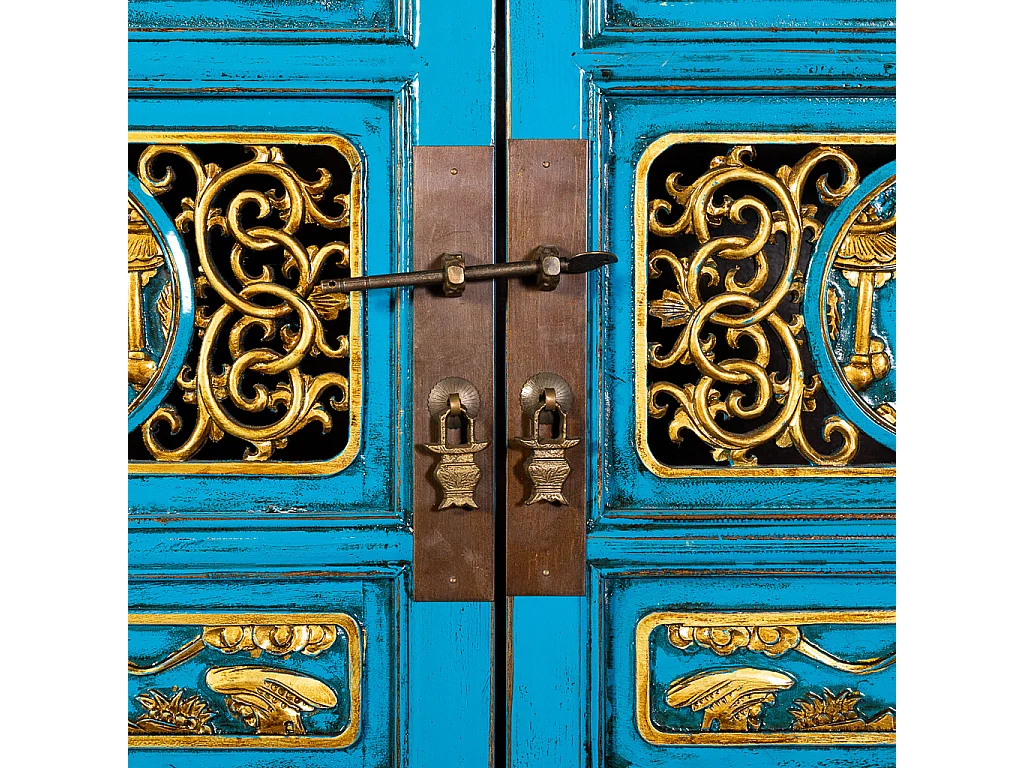 Blauer Holzschrank 100x43x170h cm