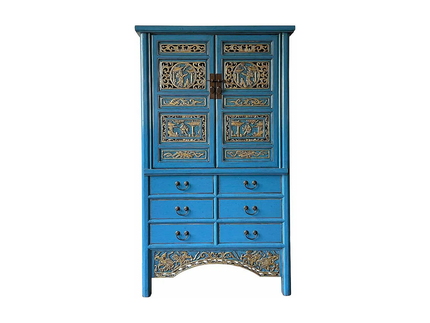 Blauer Holzschrank 100x43x170h cm