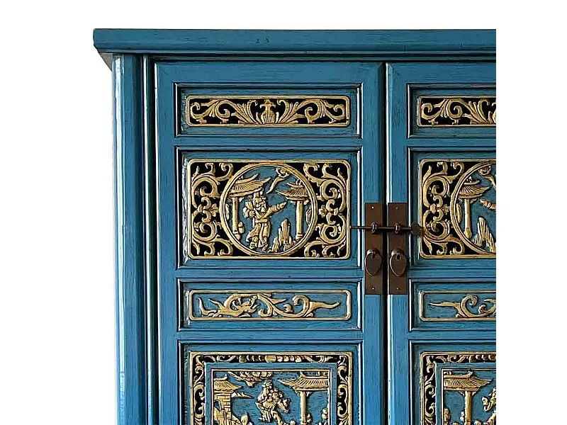 Armadio in legno blu 100x43x170h