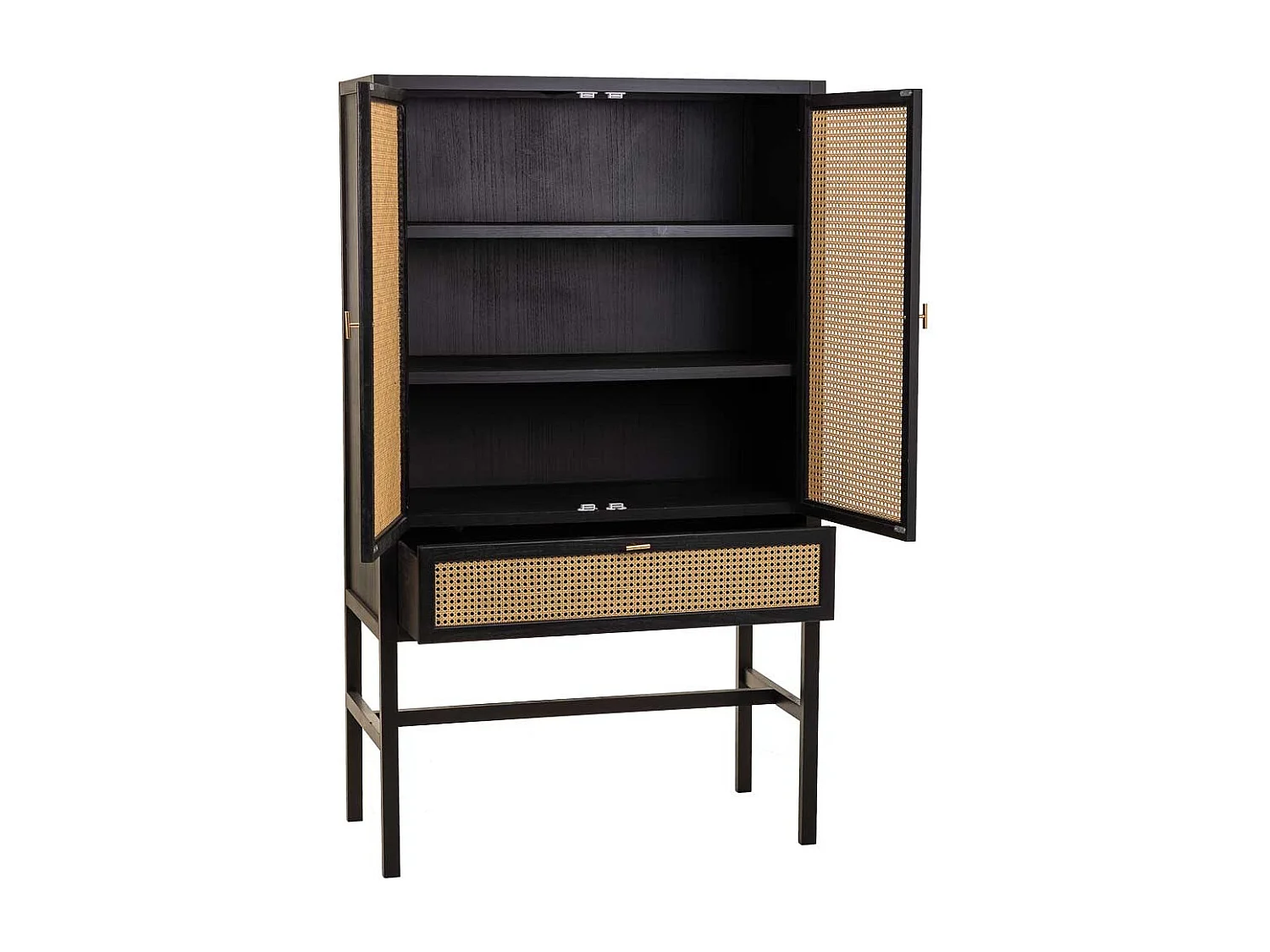 Mobile in legno nero e rete 97x47x167h