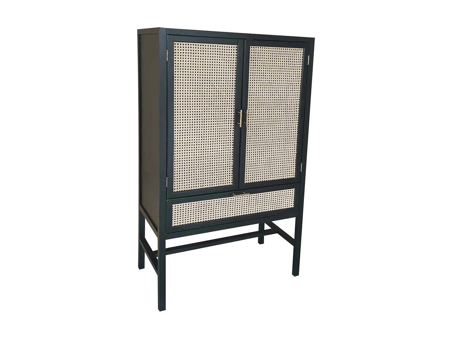 Schrank aus schwarzem Holz und Netz, 97 x 47 x 167 h cm