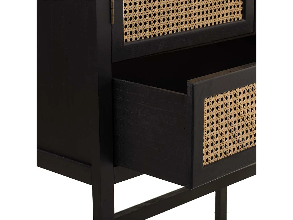 Schrank aus schwarzem Holz und Netz, 97 x 47 x 167 h cm