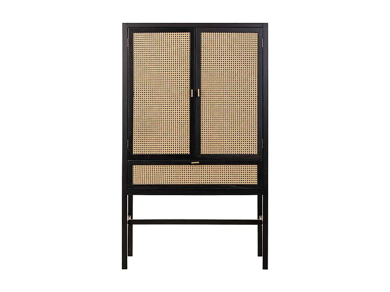 Armario de madera y rejilla negro 97x47x167