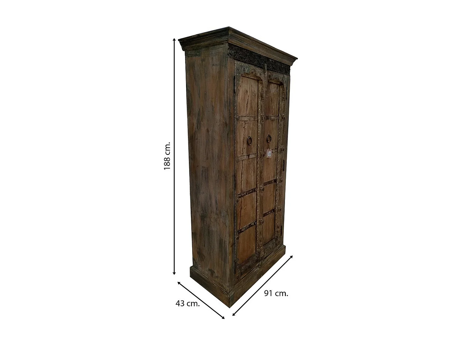 Armoire en bois et métal marron 91x43x188h cm