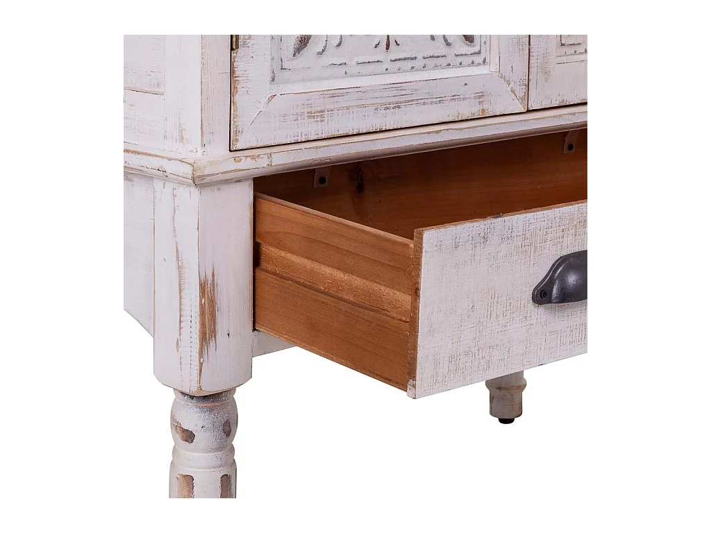 Armário de madeira entalhada branco 80x36x110