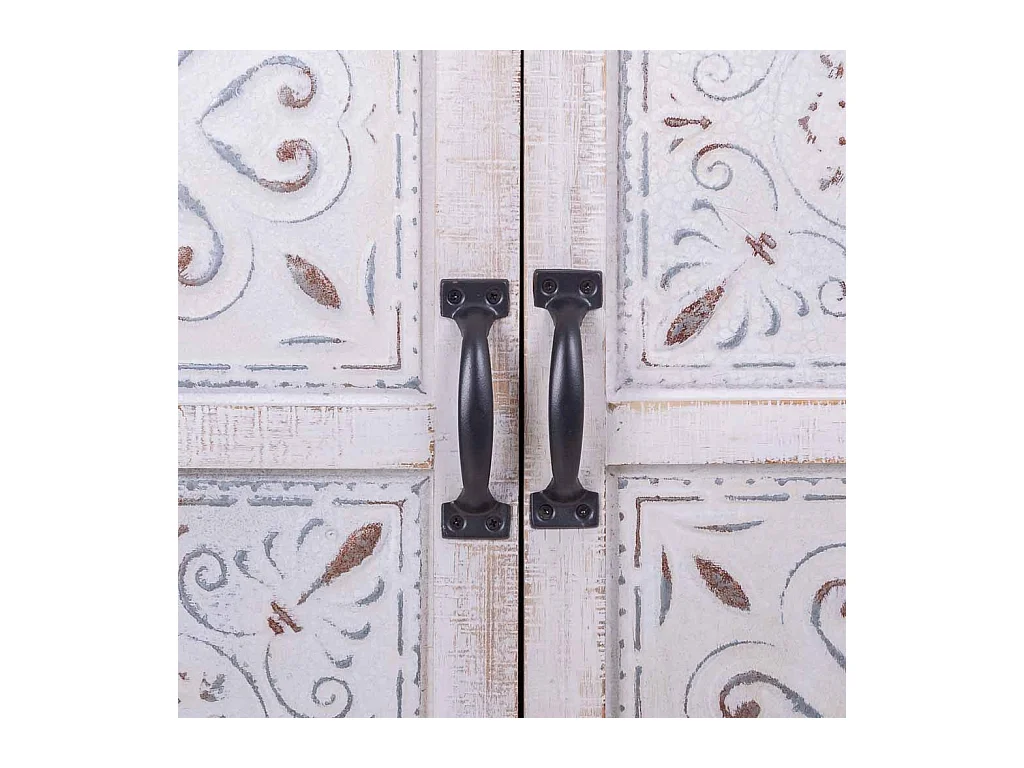 Armário de madeira entalhada branco 80x36x110