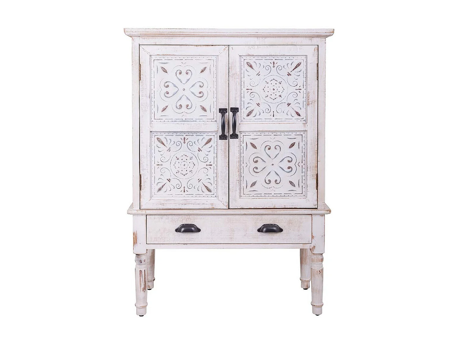 Mobile in legno intagliato bianco 80x36x110h