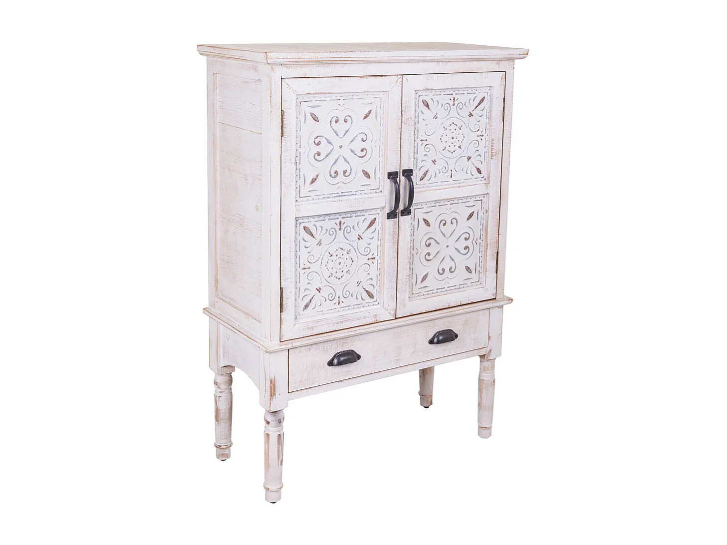 Mobile in legno intagliato bianco 80x36x110h