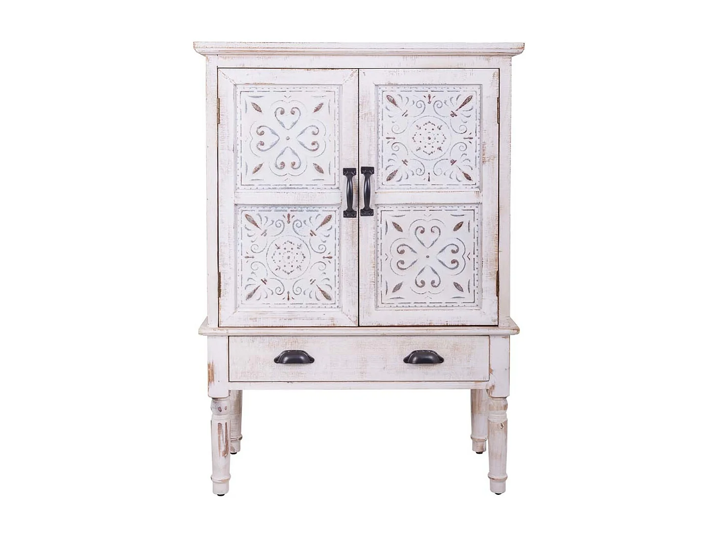 Mobile in legno intagliato bianco 80x36x110h