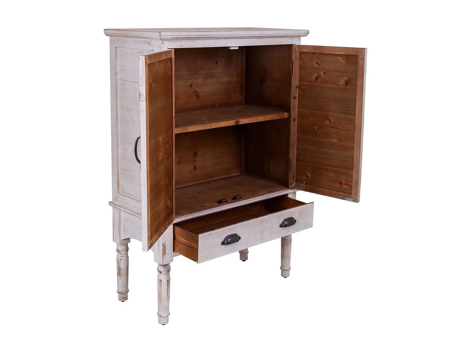 Mobile in legno intagliato bianco 80x36x110h