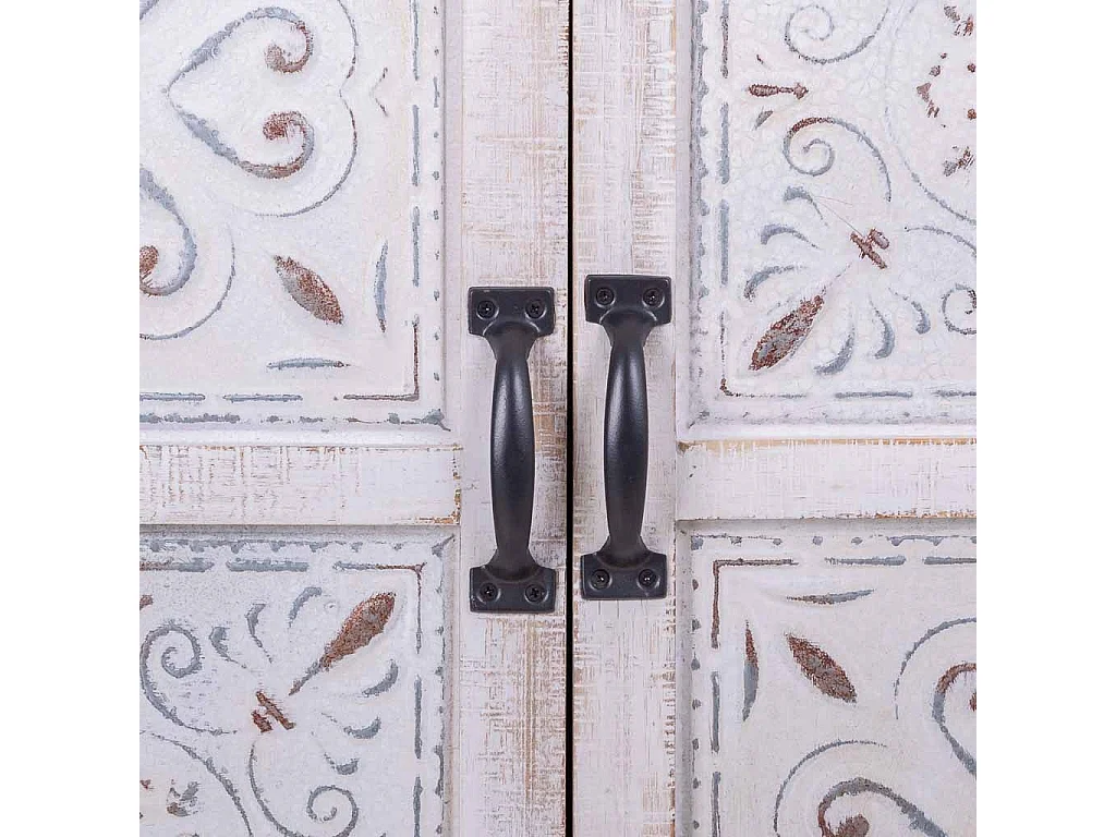 Mobile in legno intagliato bianco 80x36x110h