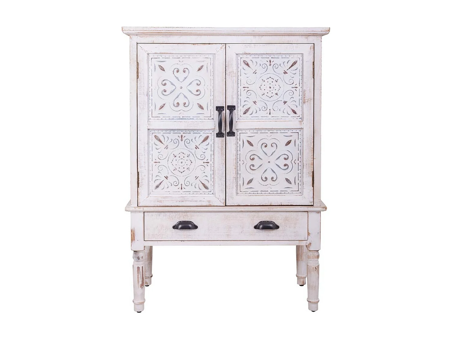 Mobile in legno intagliato bianco 80x36x110h
