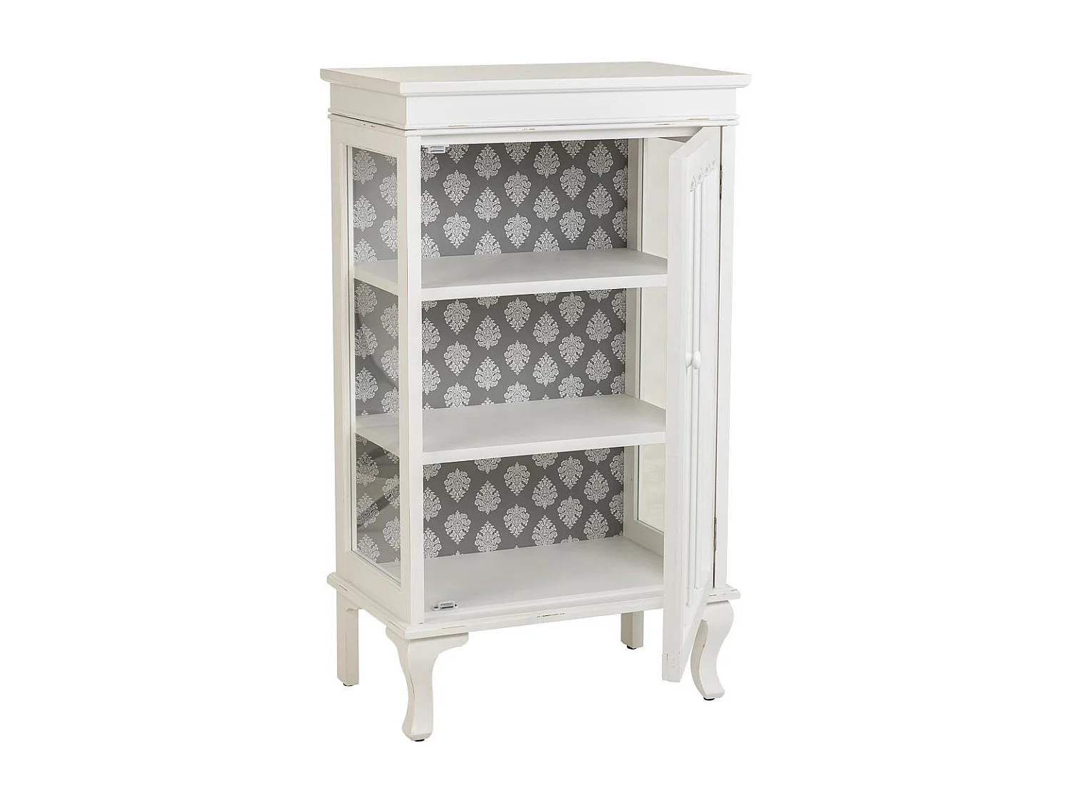 Weiße Holzvitrine 60,5 x 40,5 x 114,5 h cm