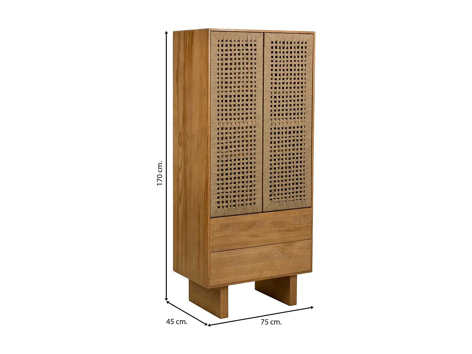 Armoire en bois et corde tressée marron 75x45x170h