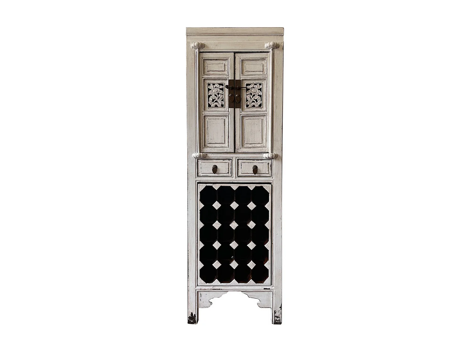 Mobile portabottiglie vino in legno bianco 55x45x170h