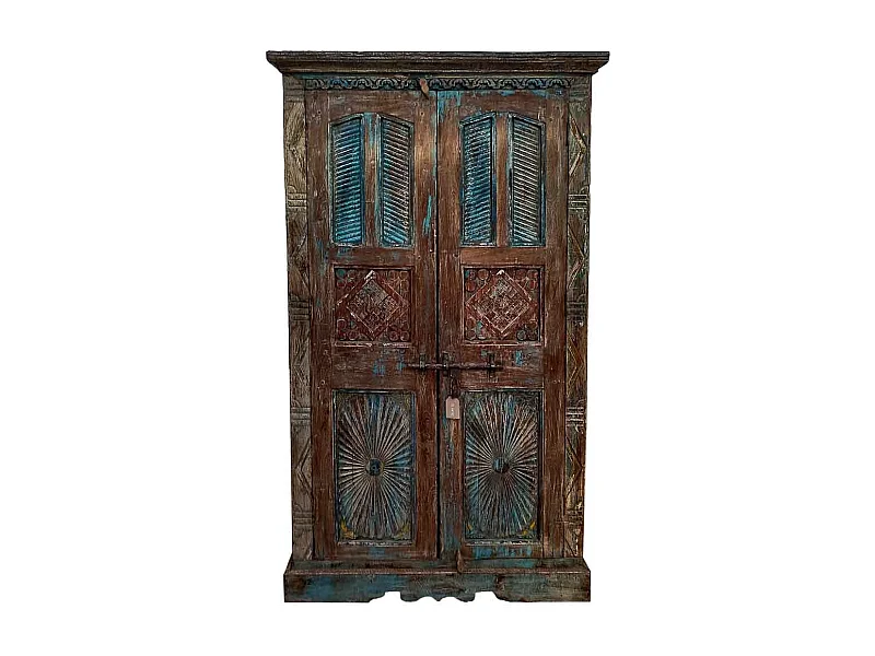 Armoire en bois et métal marron 120x41x206h cm