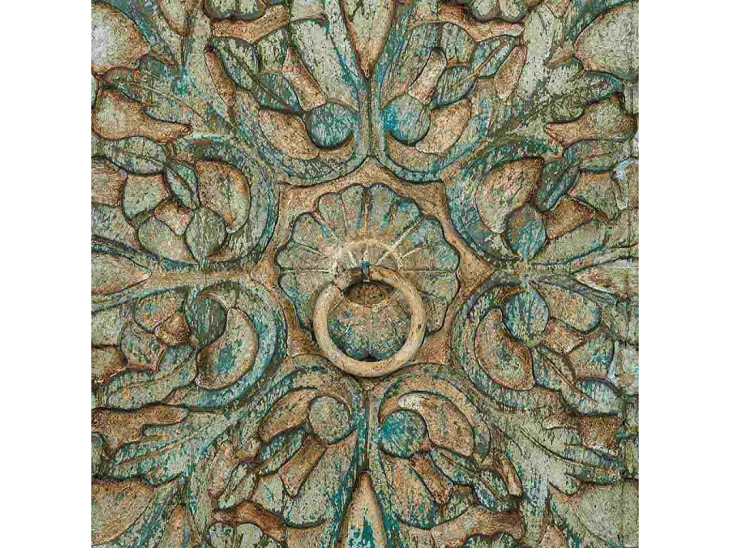 Armoire en bois sculpté vert 102x44x183h