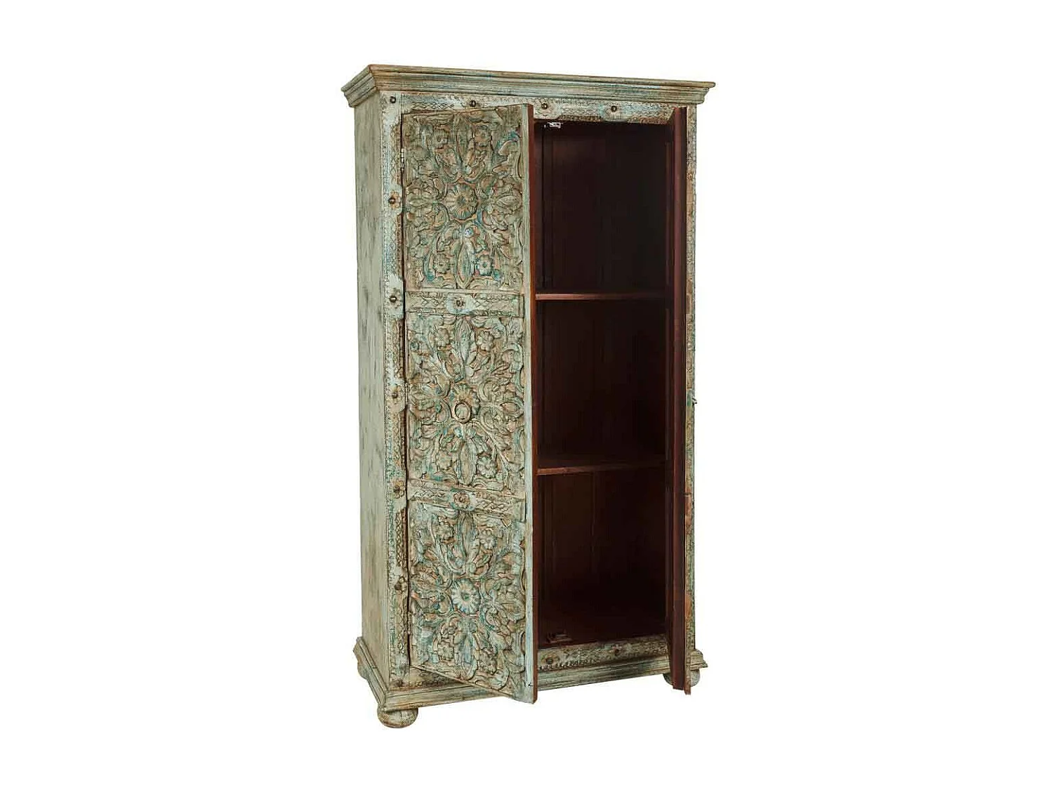 Mobile in legno intagliato verde 102x44x183h