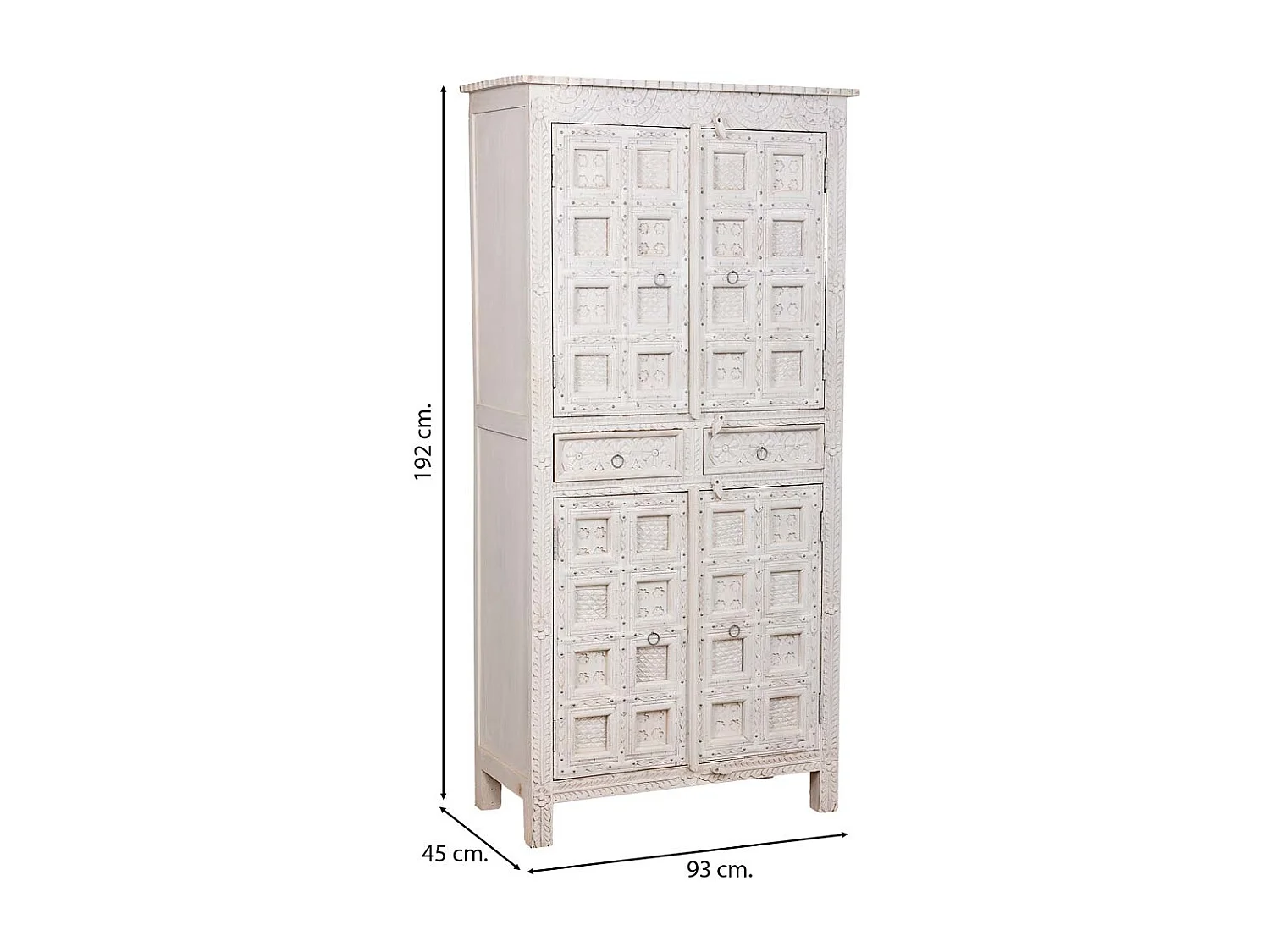 Weißer Holzschrank 93x45x192h cm