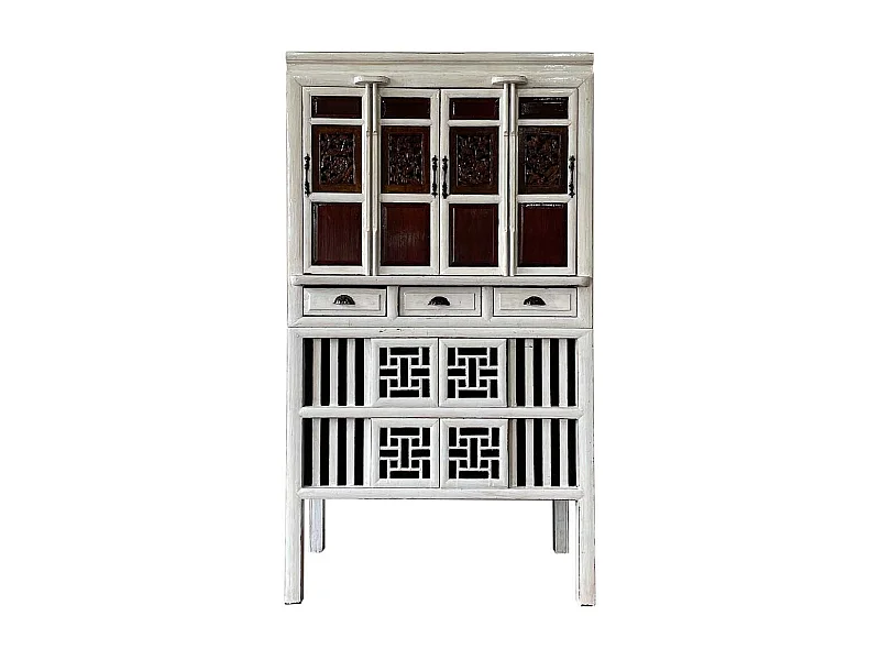 Weißer Holzschrank 96x42x175h cm